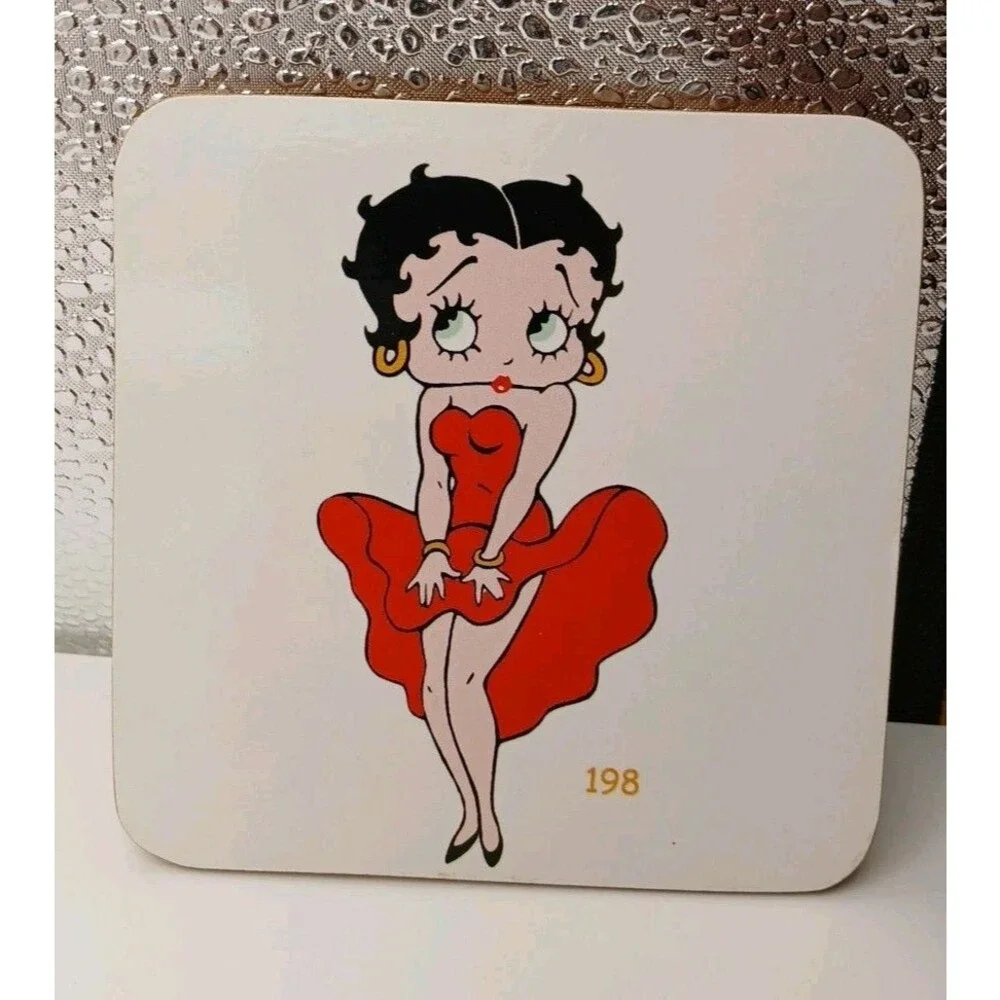 Betty Boop Drink Coasters With Cork Back 3.75In x 3.75In Set of 3 EUC